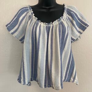 Faherty Annabelle Top Womens Size Large Coastal Organic Cotton Linen Airy Light